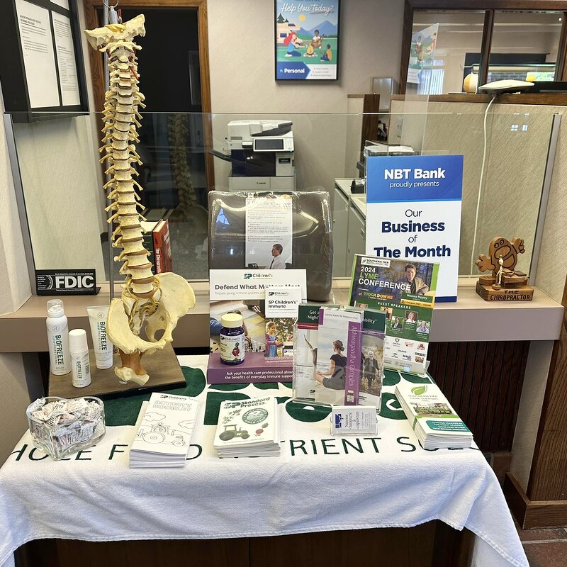 NBT Bank Business of the Month display featuring Najarian Chiropractic